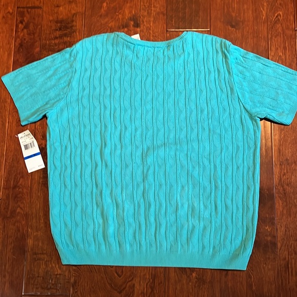 NWT vintage Alfred Dunner acrylic short sleeved teal knit sweater, women’s XL - Picture 6 of 6